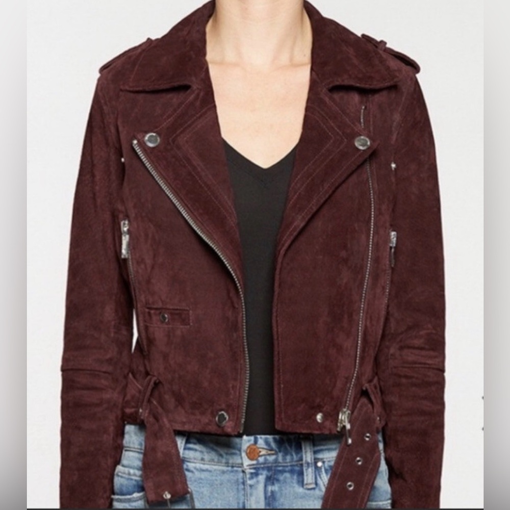 Blank NYC Burgundy Suede Moto Jacket